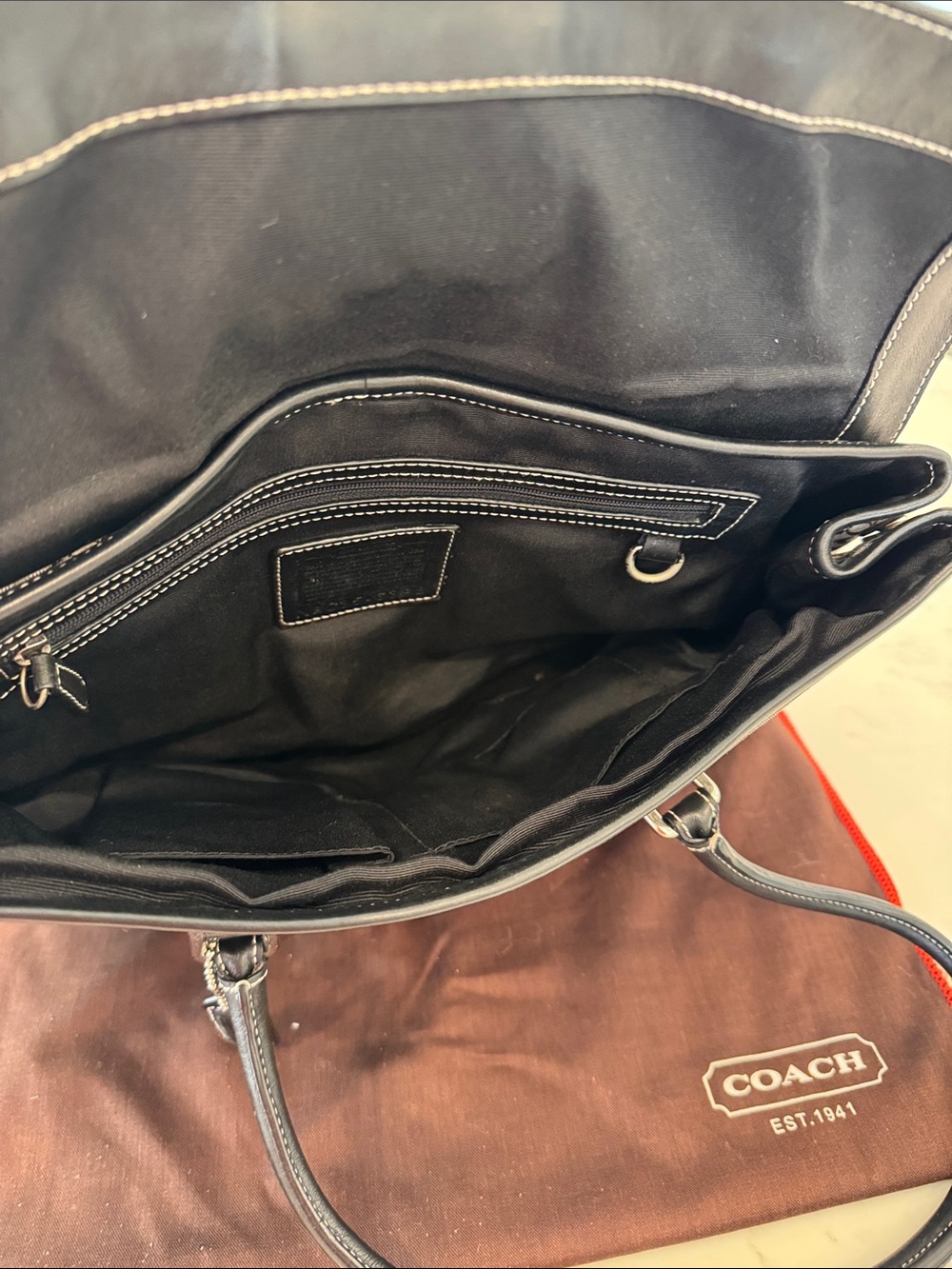 Coach Black and Gray Signature Canvas Shoulder Tote - Picture 4 of 4
